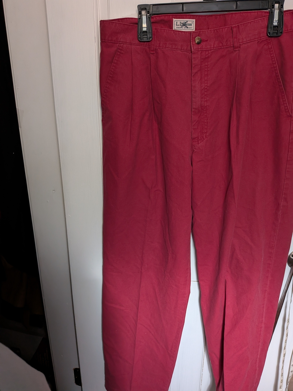L.L. Bean Men's Pleated Chinos in Deep Red 35 x 32
